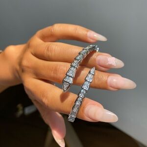 925 silver and zirconia 100% quality snake wrap around bracelet 🤍
